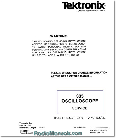 Tektronix 335 Service Manual Tektronix 335 Service Manual